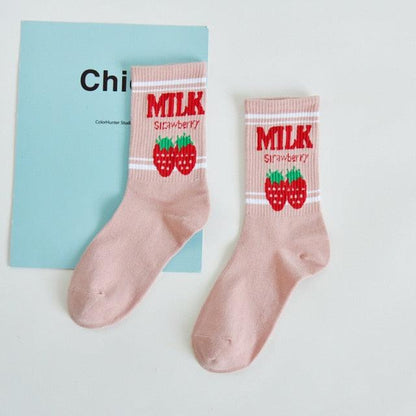 Women's Socks Combed Out Of Pure Cotton Colorful Cartoon Cute Funny Happy Kawaii Moon Strawberry Cactus Ankle Socks For Men And Women