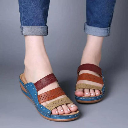 Women Sandals Fashion Shoes Summer Shoes With Heels Flip Flops Women Beach Casual Shoes Comfort Slip On Sandal Vintage Casual Summer Open Toe Low Heel Slipper Flat Shoes