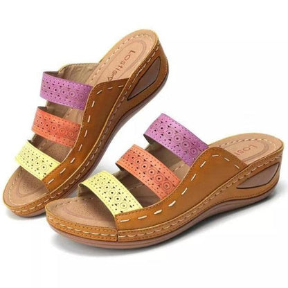 Women Sandals Fashion Shoes Summer Shoes With Heels Flip Flops Women Beach Casual Shoes Comfort Slip On Sandal Vintage Casual Summer Open Toe Low Heel Slipper Flat Shoes