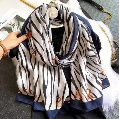 Women Scarf Leopard Print Cotton Large Size Scarfs For Winter Shawls Winter Warm Casual Wear For Women Lovely Floral Tassel Cotton ab Shawls Lady Silk Wraps Scarves