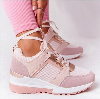 Women Sneakers Leopard Print Lace-Up Women's Vulcanize Shoes Sports Sneakers Breathable Height Increasing Walking Jogging Sneakers Gold Silver Sport Running Women's Sneakers
