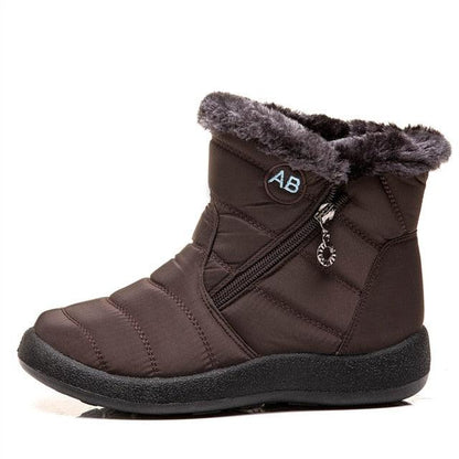 Women Snow Boots Warm Short Fur Plush Winter Ankle Boots Zip Comfort Warm Shoes Anti-Slip Fur Lined Ankle Short Boots Waterproof Slip On Outdoor Lightweight Shoes
