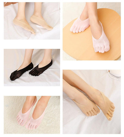 Women Summer Five-Finger Socks Ultrathin Funny Toe Invisible Sock With Silicone Anti-Skid Breathable Anti-Friction For Women
