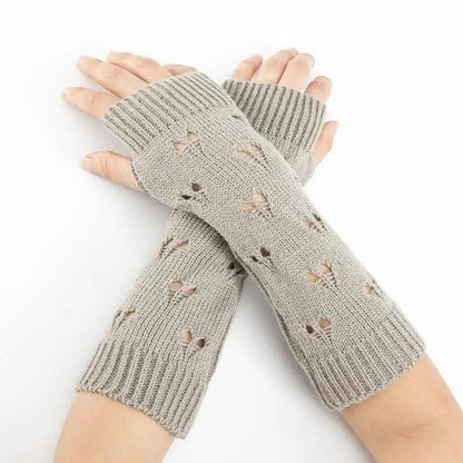Women Vintage Gloves Hand Warmer Winter Gloves Women Arm Heart Mitten Warm Fingerless Gloves