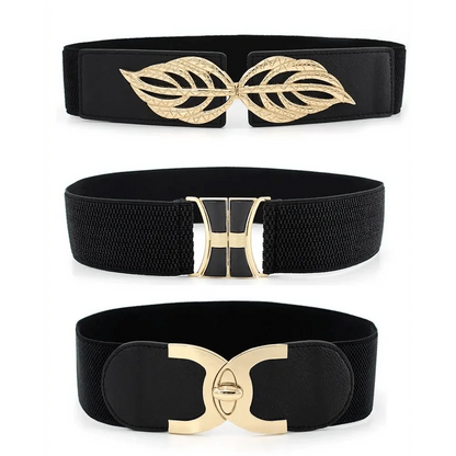 Women Vintage Stretch Belt Unique Black Elastic Design Stretchy Luxury Waistband Stylish Women Waist Belts