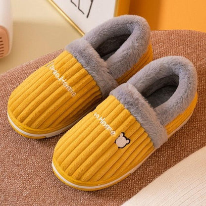 Women Winter Slippers Female Plush Thick Bottom Home Cotton Shoes Non-Slip Comfortable Indoors Flats Men's Plush Fleece Lined House Shoes Indoor Outdoor Anti-Skid Rubber Sole