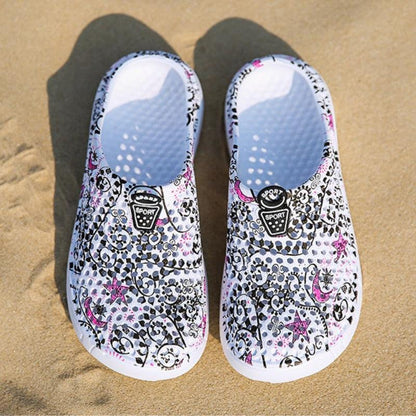 Womens Casual Clogs Breathable Beach Sandals Valentine Slippers Summer Slip On Women Flip Flops Shoes Sandals Quick Drying Slippers Walking Lightweight Rain Beach Summer Pool Water Shoes