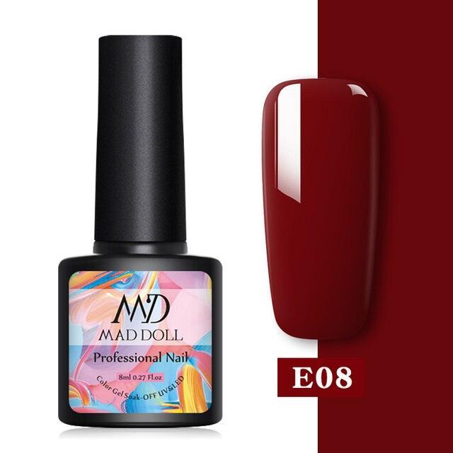 Womens Glossy Colorful 8ml Nail Gel Polish Permanent UV LED Summer Winter High Quality Fashion Design