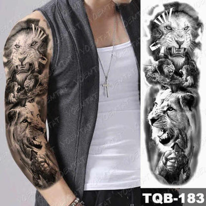 Womens Large Tattoo Eye Lion Waterproof Temporary Sticker Realistic Big Luxury Tattoo Modern Design