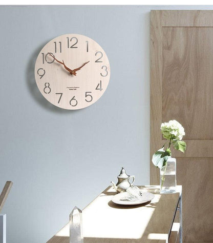 Wooden 3D Wall Clock Modern Design Nordic Room Decoration Kitchen Clock Art Hollow Wall Watch Home Decor Children's Room Decoration Kitchen Clock Art Hollow Wall Watch Home Decor 12 Inch