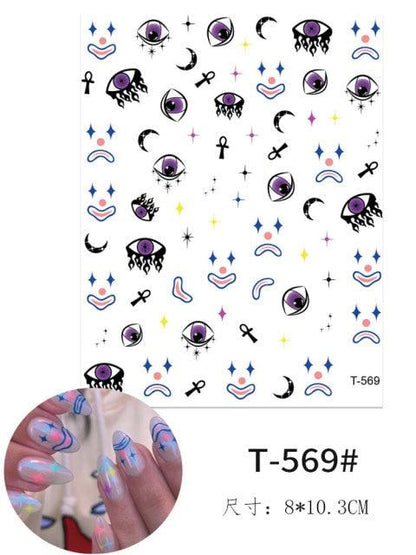 Yellow Smiles Sun Moon Clouds 3D Nail Stickers For Halloween Theme Slider Decals Nail Art Decorations Design  3D Self-Adhesive Nail Decorations Accessories Women Girls Manicure Decorations Nail Art Supplies Water Transfer Decals